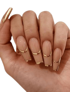 Nude Gold French Nails