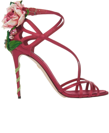 Floral-Appliquéd Suede Sandals by Dolce & Gabbana