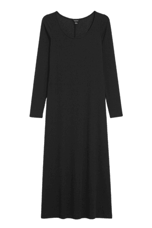 Black ribbed long sleeve dress - Black ribbed long sleeve dress - Monki WW