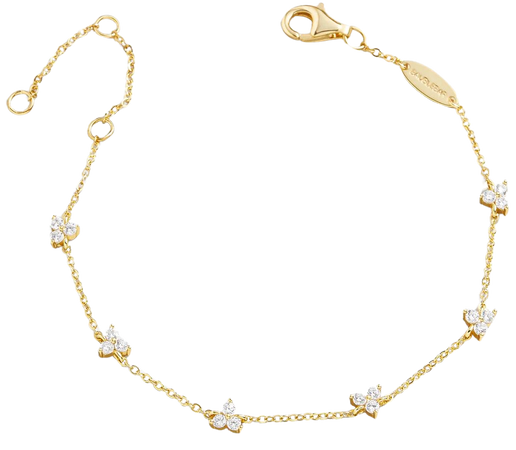 Sadira 18K Gold Bracelet - Flower Trio – 18K Gold Plated Sterling Silver, Cubic Zirconia stones – BaubleBar