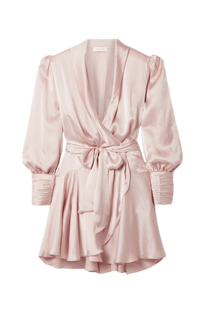 Pastel pink Silk-satin wrap mini dress | Zimmermann | NET-A-PORTER