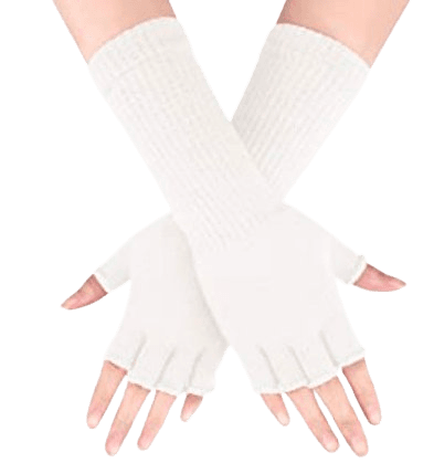 fingerless gloves|white