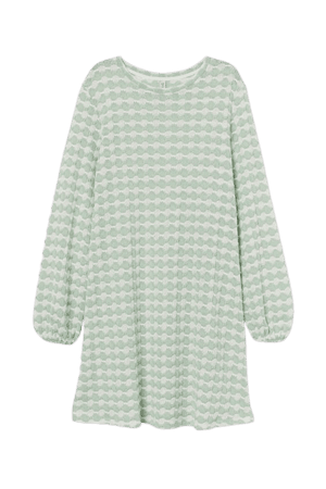 Textured-knit Dress - Light green/patterned - Ladies | H&M US