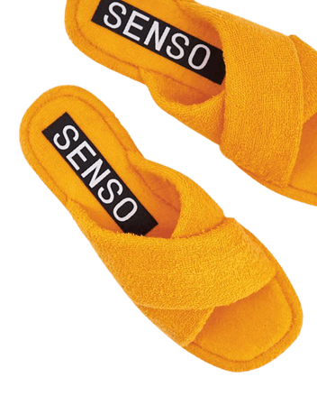 Senso Inka IV fluffy flat sandals with crossover strap in tangerine | ASOS
