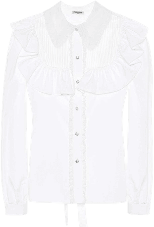 MIU MIU Crystal-embellished cotton blouse