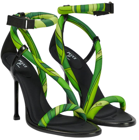 Leather Trimmed Silk Sandals in Green - Pucci | Mytheresa
