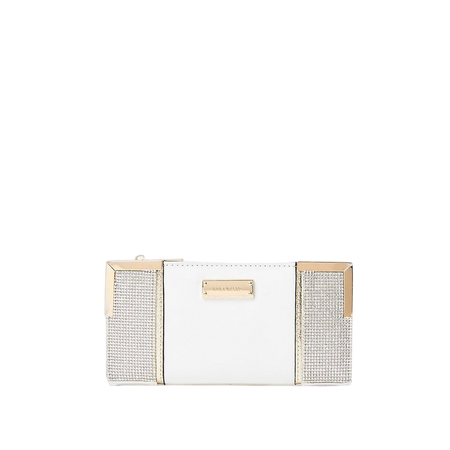 White heatseal metal corner purse | River Island