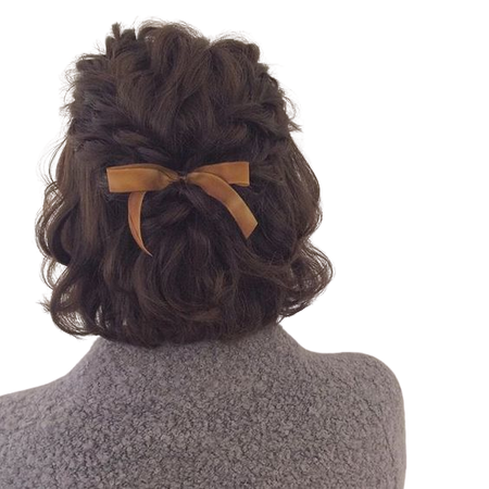 short hair with braids & bow