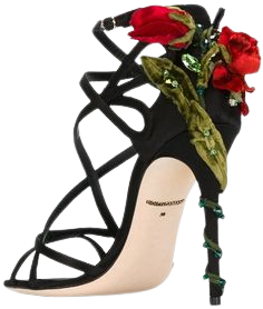 Dolce & Gabbana Keira crystal-embellished red rose vine heel satin sandals | Red sandals heels, Heels, High heel shoes