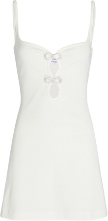 Mach & Mach Crystal-Embellished Cut-Out Mini Dress In White | INTERMIX®