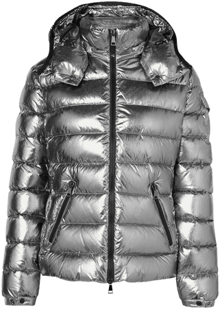 Silver Metallic hooded quilted shell down jacket | Moncler | NET-A-PORTER