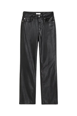 Coated Straight High Jeans - Black - Ladies | H&M US