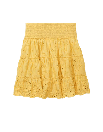 AE Solid Smocked Tiered Mini Skirt