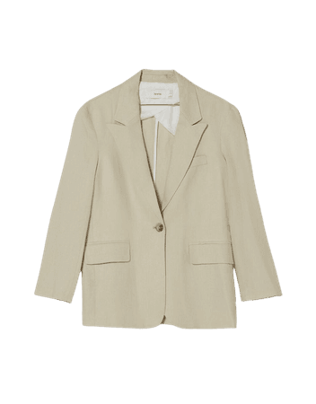 Buttoned linen blazer - New - Woman | Bershka