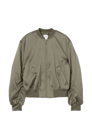 Satin Bomber Jacket - Khaki green - Ladies | H&M CA