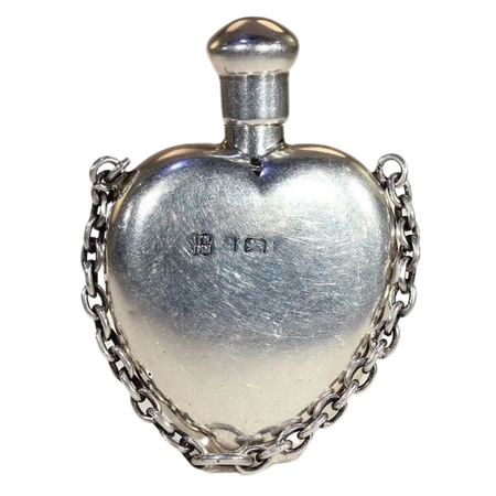 Victorian Sterling Silver Heart-Shaped Perfume Bottle Pendant