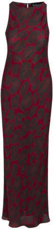 Tatjana Rouge Leopard | Sleeveless red silk maxi dress | Réalisation