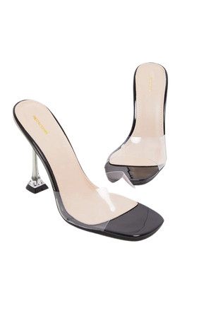 Black Clear Heel Clear Mule Sandal | PrettyLittleThing USA