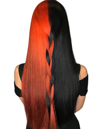 split dye orange and black hair