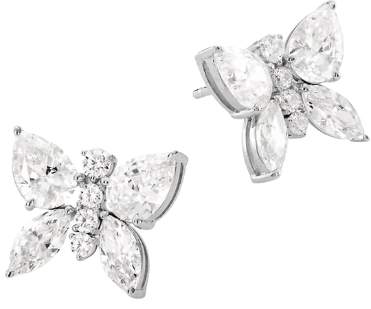 Shop Adriana Orsini Taylor Rhodium-Plated & Cubic Zirconia Butterfly Stud Earrings | Saks Fifth Avenue