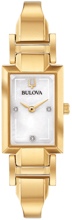 Bulova Women's Diamond-Accent Gold-Tone Stainless Steel Bangle Bracelet Watch