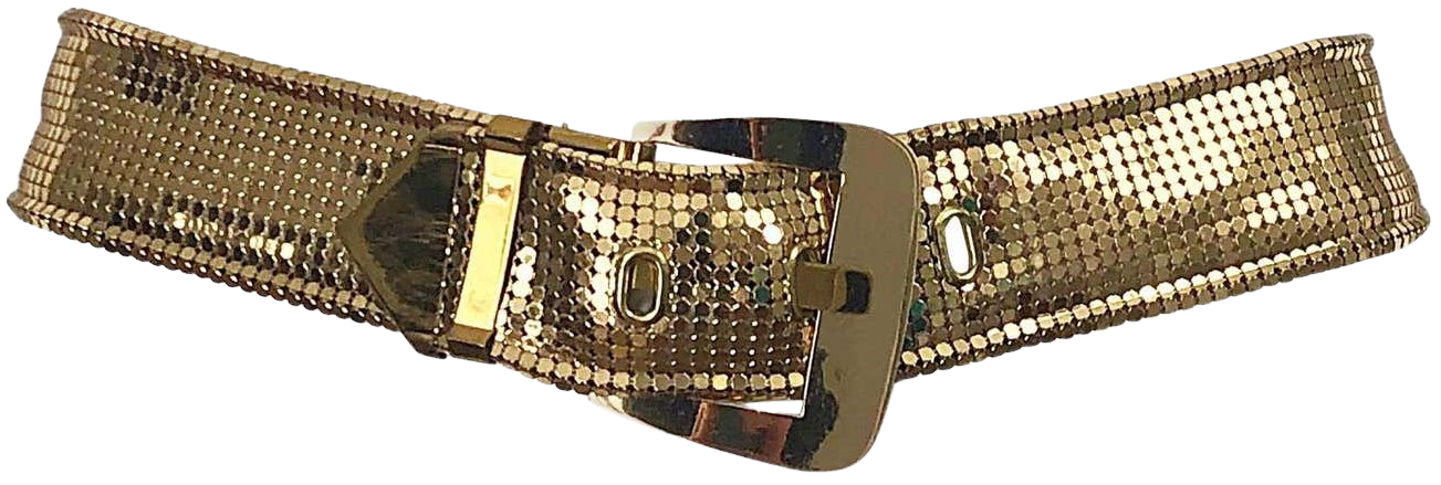 Vintage 1980s Whiting and Davis Gold Metal Chainmail Belt