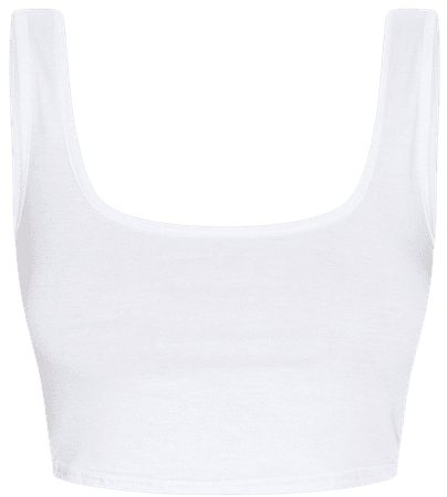 Essential White Cotton Scoop Neck Crop Top | PrettyLittleThing USA