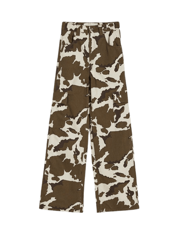 Straight fit twill camouflage pants - Pants - Woman | Bershka