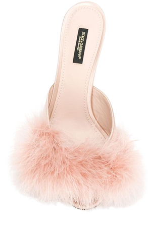 Pink Dolce & Gabbana Faux-Feather Mules | Farfetch.com