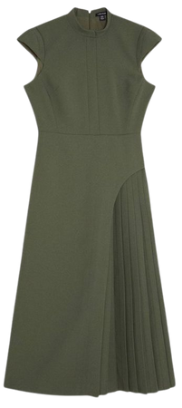 Petite Military Pleated Tailored Crepe Midi Dress | Karen Millen