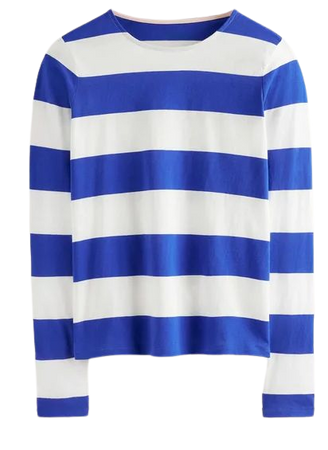 Bea Long Sleeve Breton - Blue, Ivory Wide Stripe | Boden US