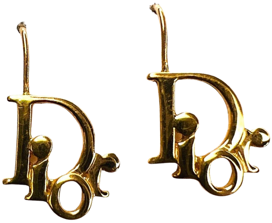 Dior Gold Logo Earrings Christian Dior Earrings... - Depop