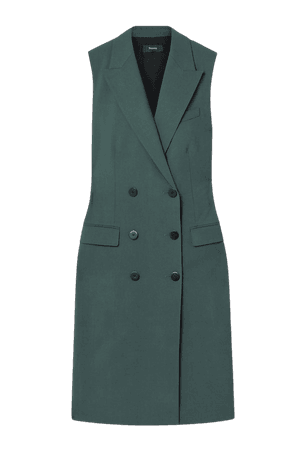 Forest green Double-breasted stretch-wool vest | Theory | NET-A-PORTER