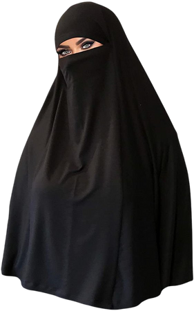 AMAL Niqab Muslim Nikab Women Burka Overhead Jilbab Long Hijab Abaya Khimar (Black) at Amazon Women’s Clothing store