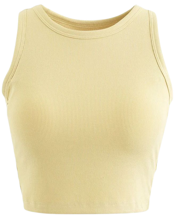 Solid Color Ribbed Tank Top in Yellow - Retro, Indie and Unique Fashion