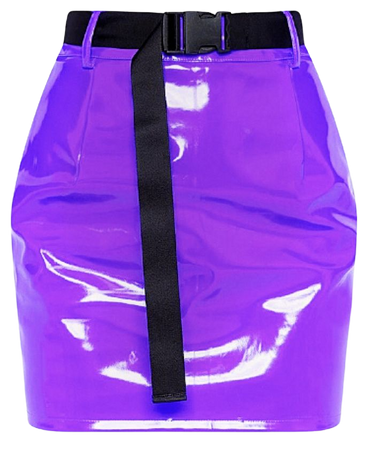 Purple Vinyl Belted Mini Skirt | PrettyLitteThing