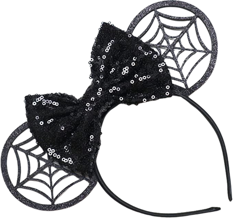Amazon.com: CLGIFT Halloween Minnie Ears, Orange Minnie Ears, Black Mickey Ears Headband, Halloween Costume (Spider Web Black) : Clothing, Shoes & Jewelry