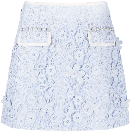 Self-Portrait Lace Panelled A-line Skirt