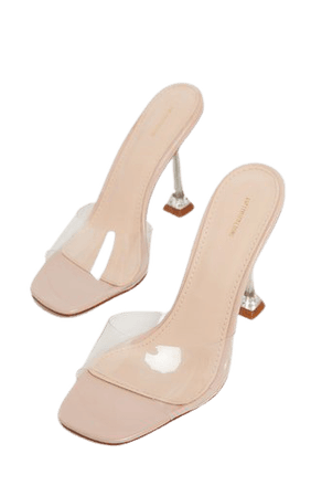 Nude Clear Heel Clear Mule Sandal | Shoes | PrettyLittleThing USA