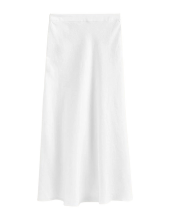 Bias Linen Midi Skirt - White | Boden US