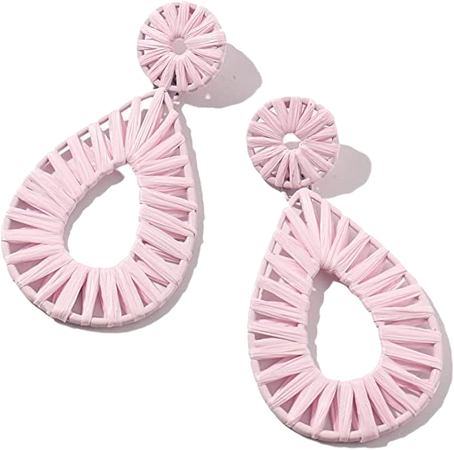 Amazon.com: Boho Raffia Earrings Statement Teardrop Earrings Drop Dangle Bohemian Earrings for Women Cute Handmade Earring for Girls(Pink): Clothing, Shoes & Jewelry