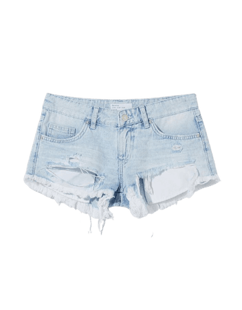 Low-rise denim shorts - Denim - Woman | Bershka