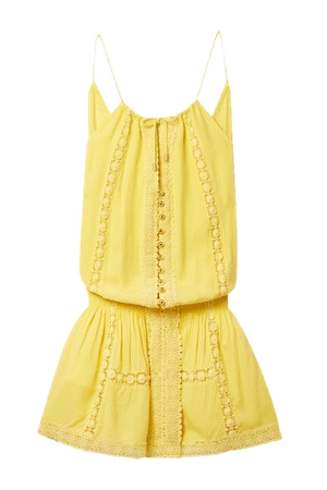 Chelsea Crochet-trimmed Voile Mini Dress - Bright yellow
