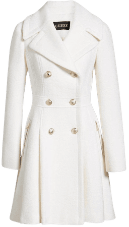 guess white winter peacoat