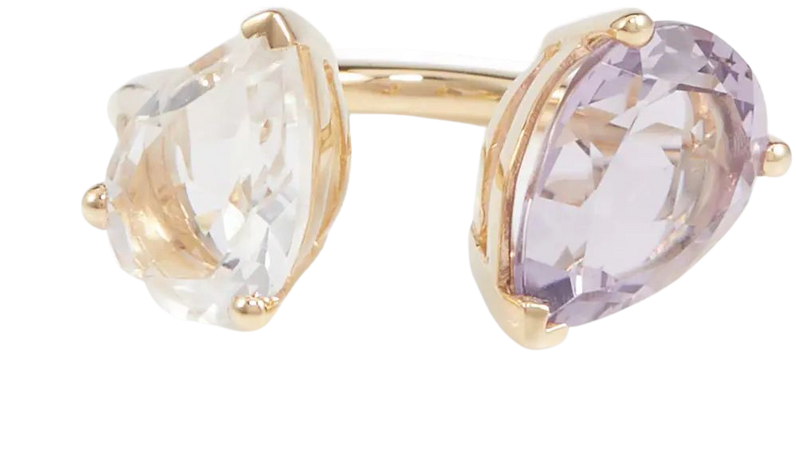 Birthstone 18 Kt Gold Ring With Diamonds Amethyst And White Topaz in Multicoloured - Persee | Mytheresa