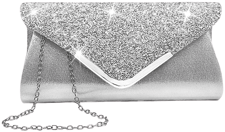 Envelope Clutch Bag, Easiecom Ladies Evening Handbags Glitter Sparkling Purses Elegant for Parties, Wedding, Dinner (Silver): Amazon.co.uk: Shoes & Bags
