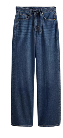 Feather Soft Wide High Jeans - High waist - Long -Dark denim blue -Ladies | H&M US