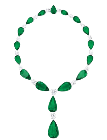 Graff, Emerald pear shape and diamond necklace