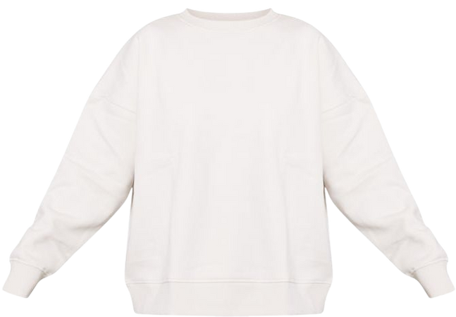 PLT Label Sand Plain Oversized Sweatshirt | PrettyLittleThing USA