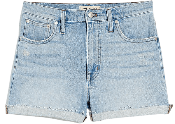 Plus High-Rise Denim Shorts in Astell Wash: Ripped Edition